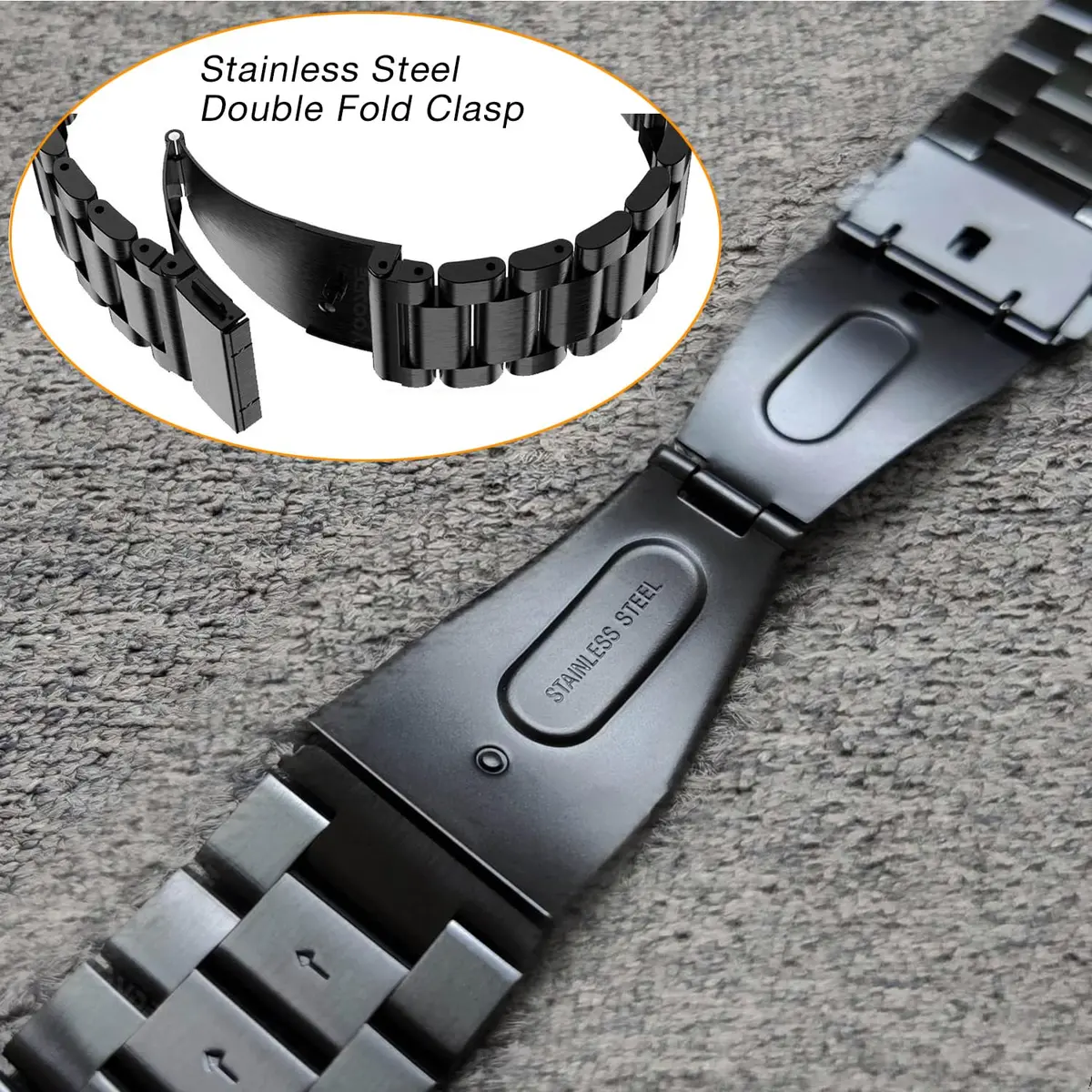 Abanen Stainless Steel Watch Band for Garmin Fenix 8/Tactix 8 51mm, Quick Fit 26mm Metal Wrist Strap | Black, Adjustable - view 4