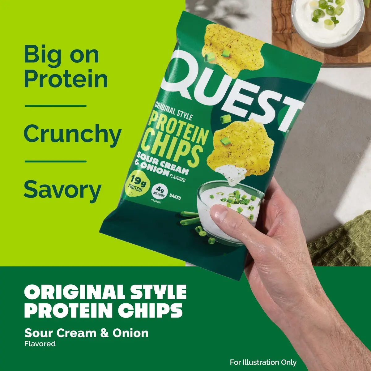 Quest Sour Cream & Onion Protein Chips 1.1oz (32g) Bags | 19g Protein, 4g Net Carbs, Gluten-Free - view 3
