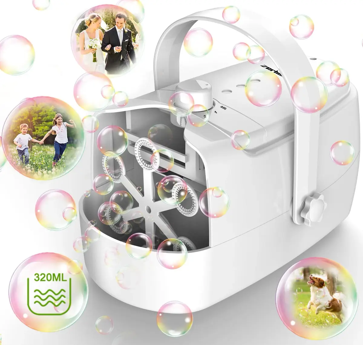 Zerhunt Automatic Bubble Machine 18000+ Bubbles/Min | CPC Certified, Plugin or Battery Operated - main product image