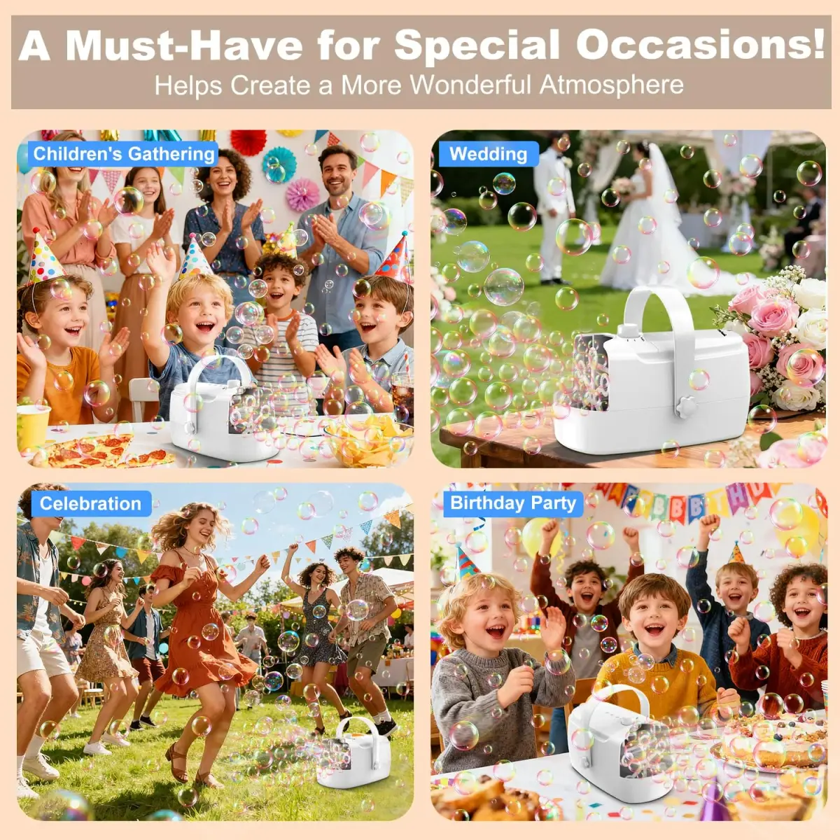 Zerhunt Automatic Bubble Machine 18000+ Bubbles/Min | CPC Certified, Plugin or Battery Operated - view 5