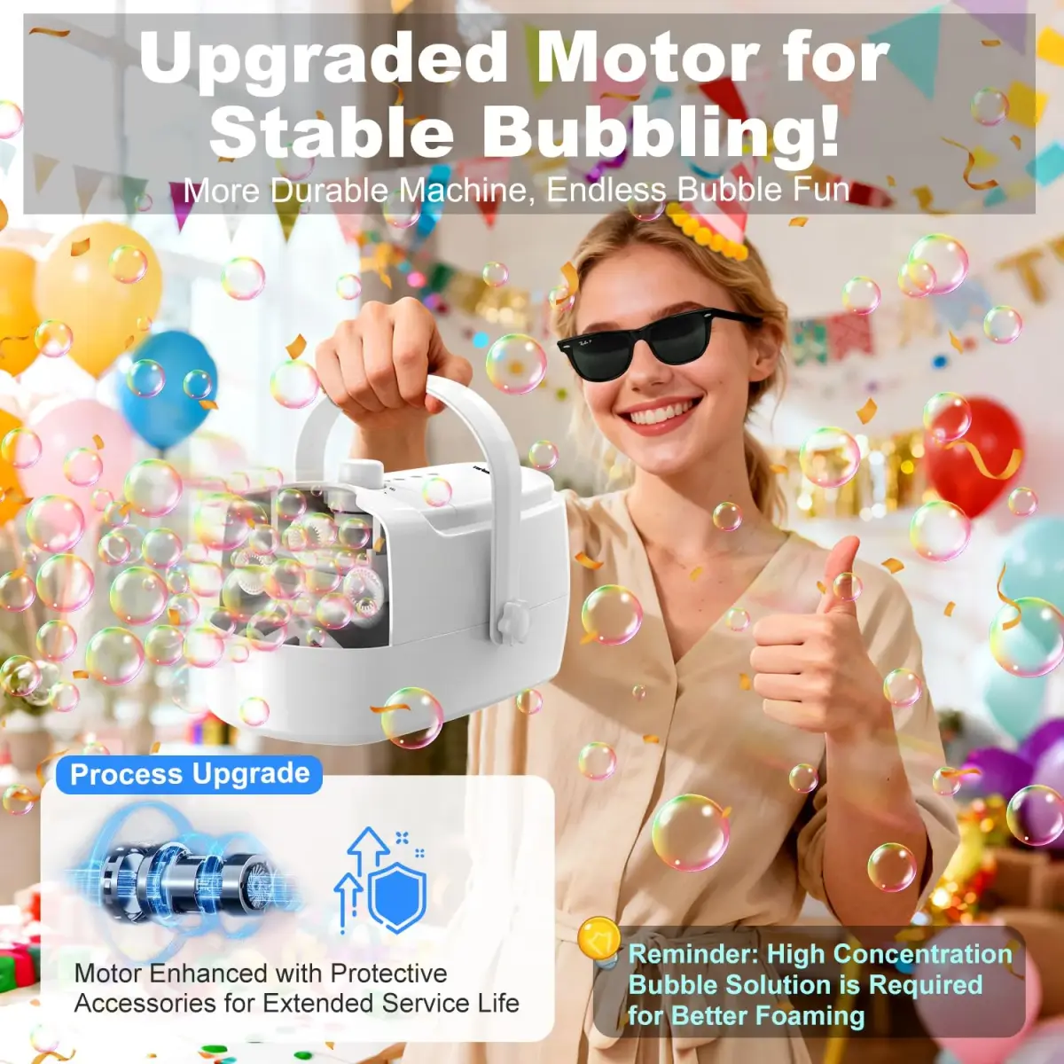 Zerhunt Automatic Bubble Machine 18000+ Bubbles/Min | CPC Certified, Plugin or Battery Operated - view 3