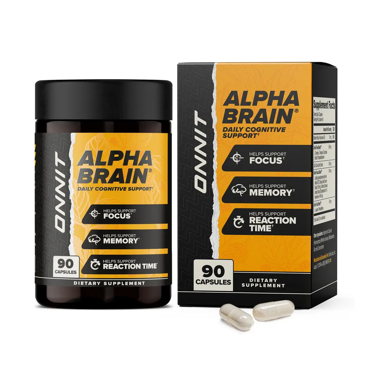 ONNIT Alpha Brain Nootropic Brain Supplement for Focus & Memory, 90 Count | Caffeine-Free Brain Booster for Men & Women - main product image