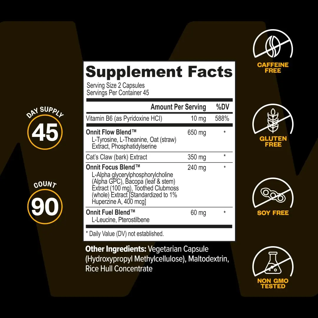 ONNIT Alpha Brain Nootropic Brain Supplement for Focus & Memory, 90 Count | Caffeine-Free Brain Booster for Men & Women - view 7