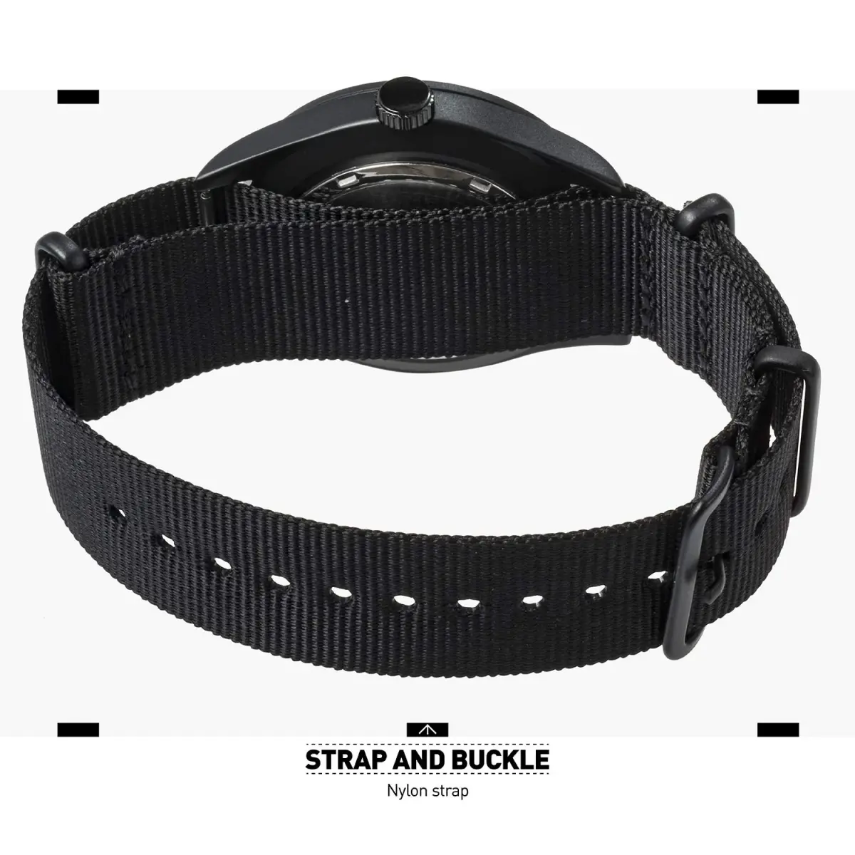 Infantry MDC Mens Military Field Watch 40mm (1.57in) | Stealth Black Nylon Band, 12/24H Time, Day-Date - view 7