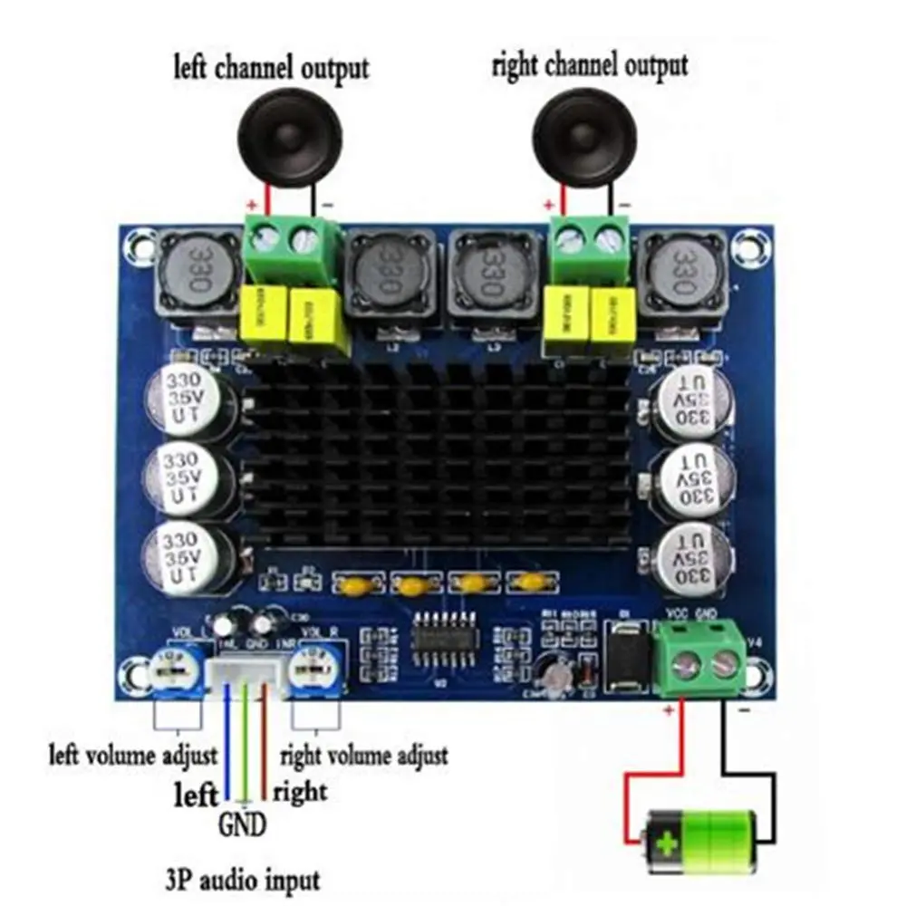 ACEIRMC TPA3116D2 Dual Channel Stereo Audio Amplifier Board 120W+120W | High Power Digital Class D DIY Module - view 3