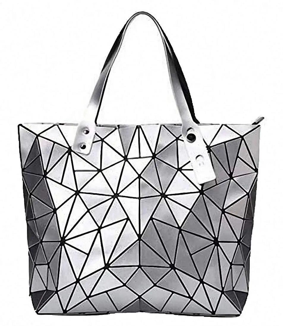 Ulalaza Geometric Lattice Top-handle Handbag for Women 12" x 5" x 10" | Waterproof Faux Leather - main product image