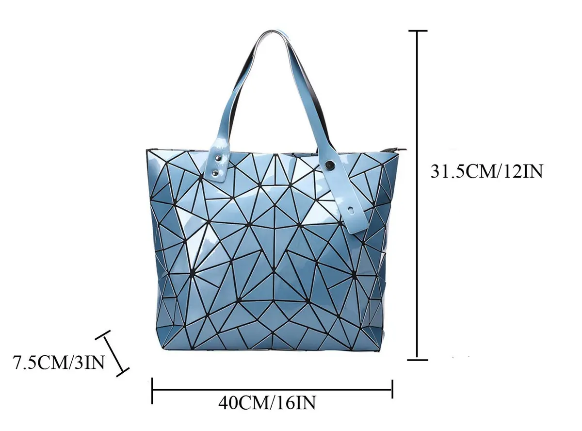 Ulalaza Geometric Lattice Top-handle Handbag for Women 12" x 5" x 10" | Waterproof Faux Leather - view 4