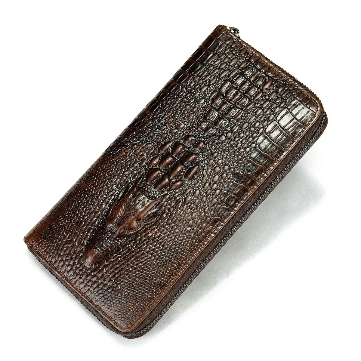 NIUCUNZH Genuine Leather Long Wallet for Men Croco Embossed Checkbook | Elegant & Durable - main product image