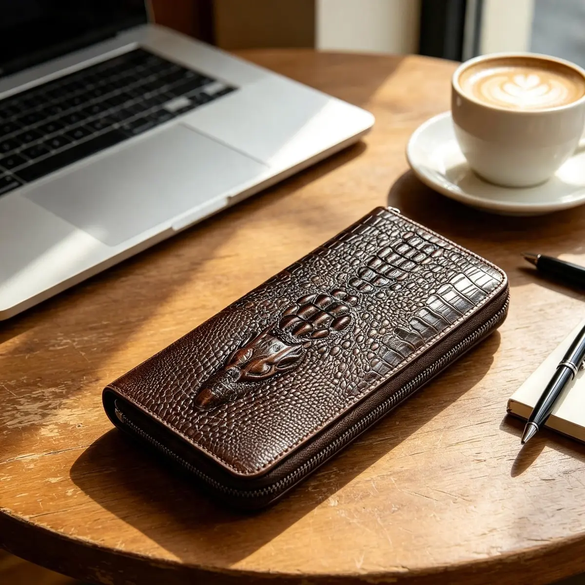 NIUCUNZH Genuine Leather Long Wallet for Men Croco Embossed Checkbook | Elegant & Durable - view 5