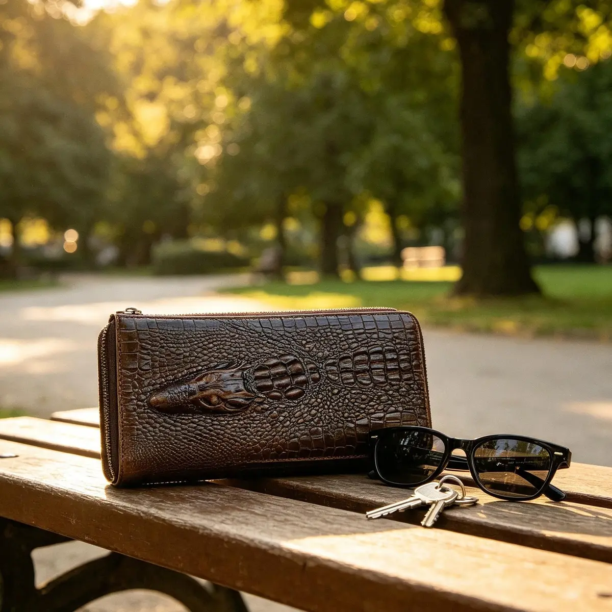 NIUCUNZH Genuine Leather Long Wallet for Men Croco Embossed Checkbook | Elegant & Durable - view 6
