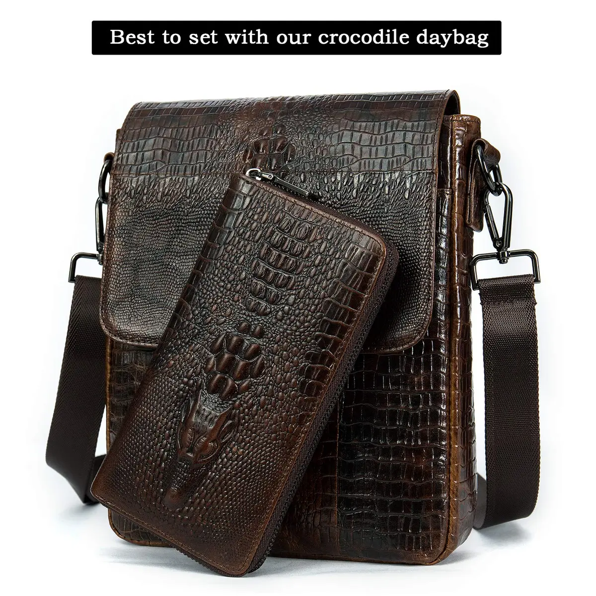 NIUCUNZH Genuine Leather Long Wallet for Men Croco Embossed Checkbook | Elegant & Durable - view 8