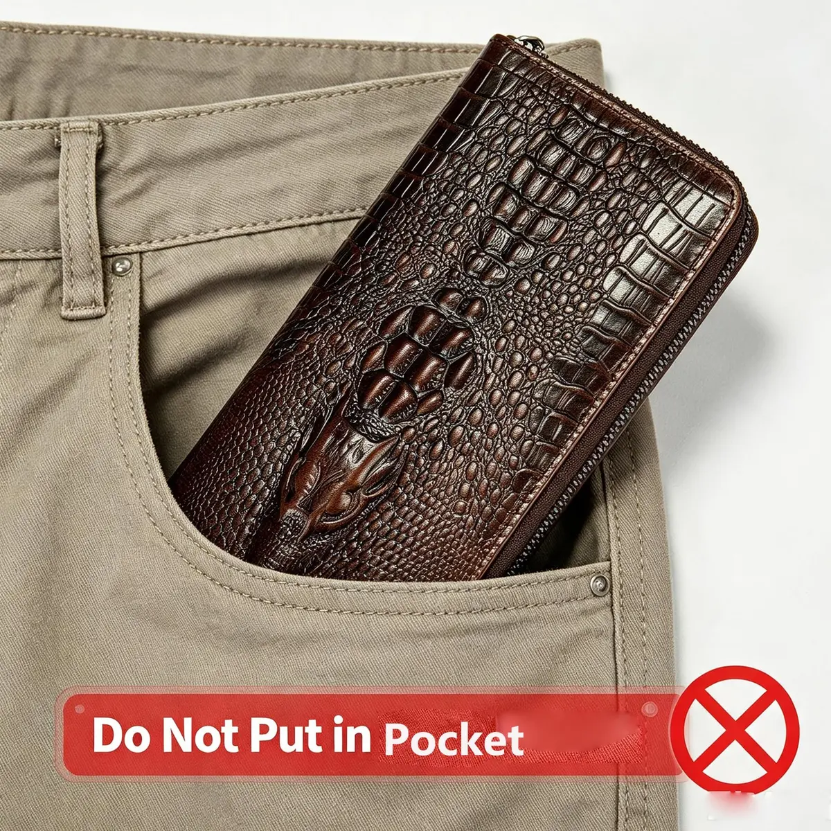 NIUCUNZH Genuine Leather Long Wallet for Men Croco Embossed Checkbook | Elegant & Durable - view 2