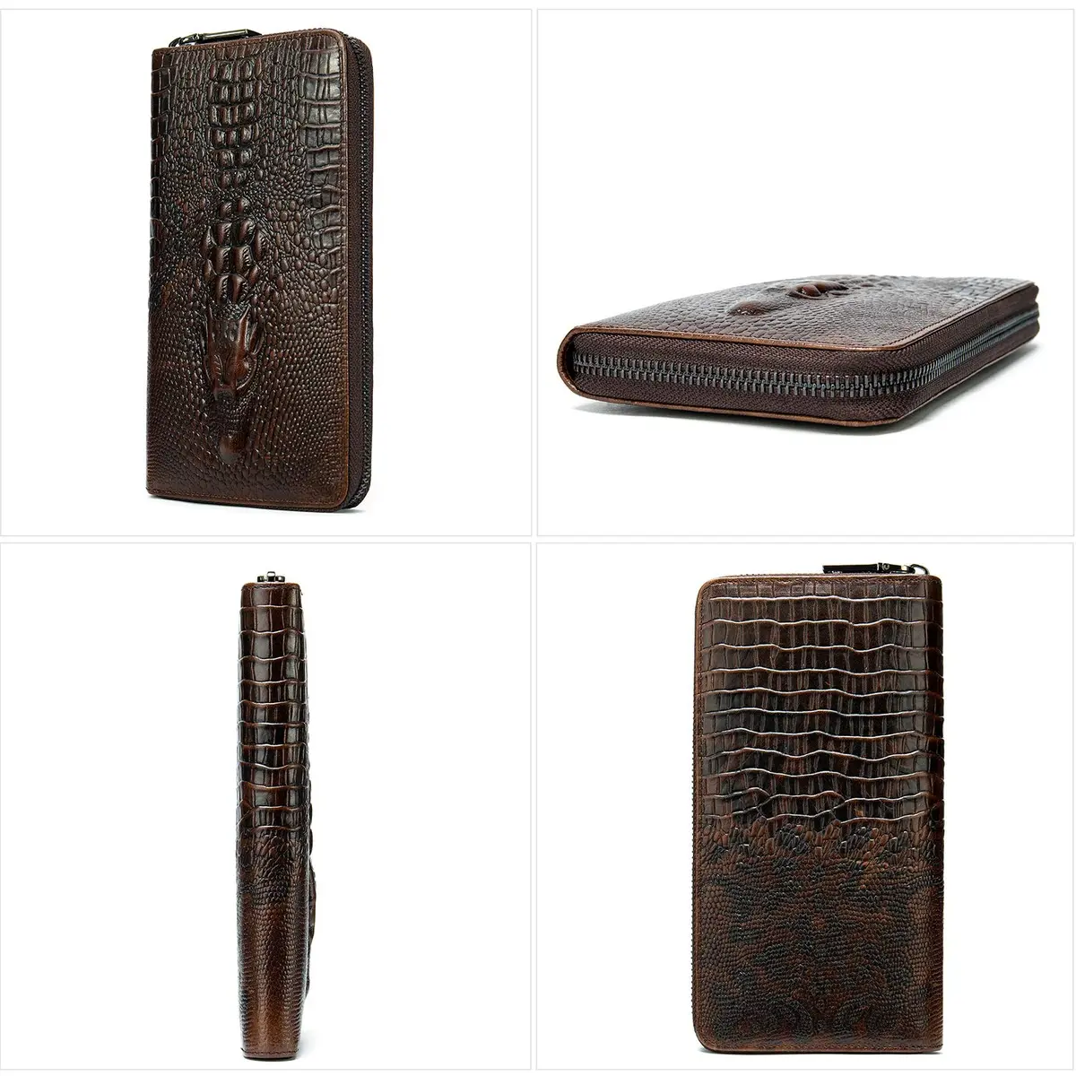 NIUCUNZH Genuine Leather Long Wallet for Men Croco Embossed Checkbook | Elegant & Durable - view 3