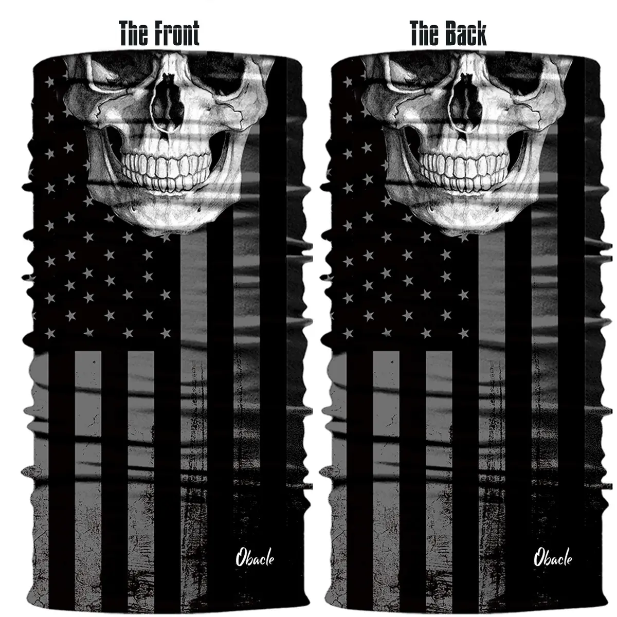 Obacle Skull Face Mask Sun UV Dust Wind Protection Tube Mask Seamless Bandana Skeleton Face Mask for Men Women Bike Riding Motorcycle Cycling Biker Outdoor Festival (Black Gray Skull White Face Flag) | All-Season Lightweight Breathable - view 3