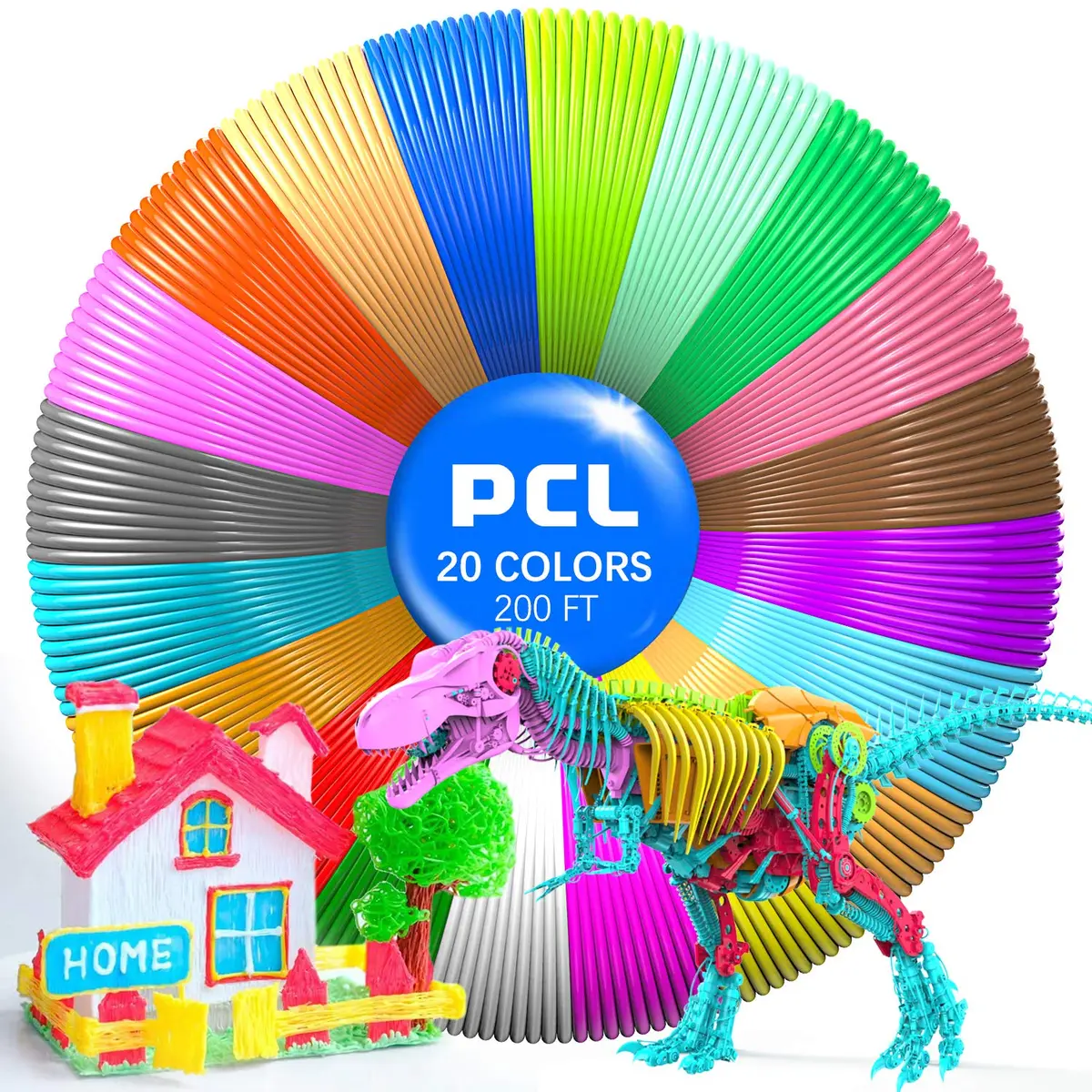 BBita 3D Printing Pen PCL Filament Refills 1.75mm | 20 Colors, 70℃ Low Melting Temp, Non-Toxic, 200 FT - view 8