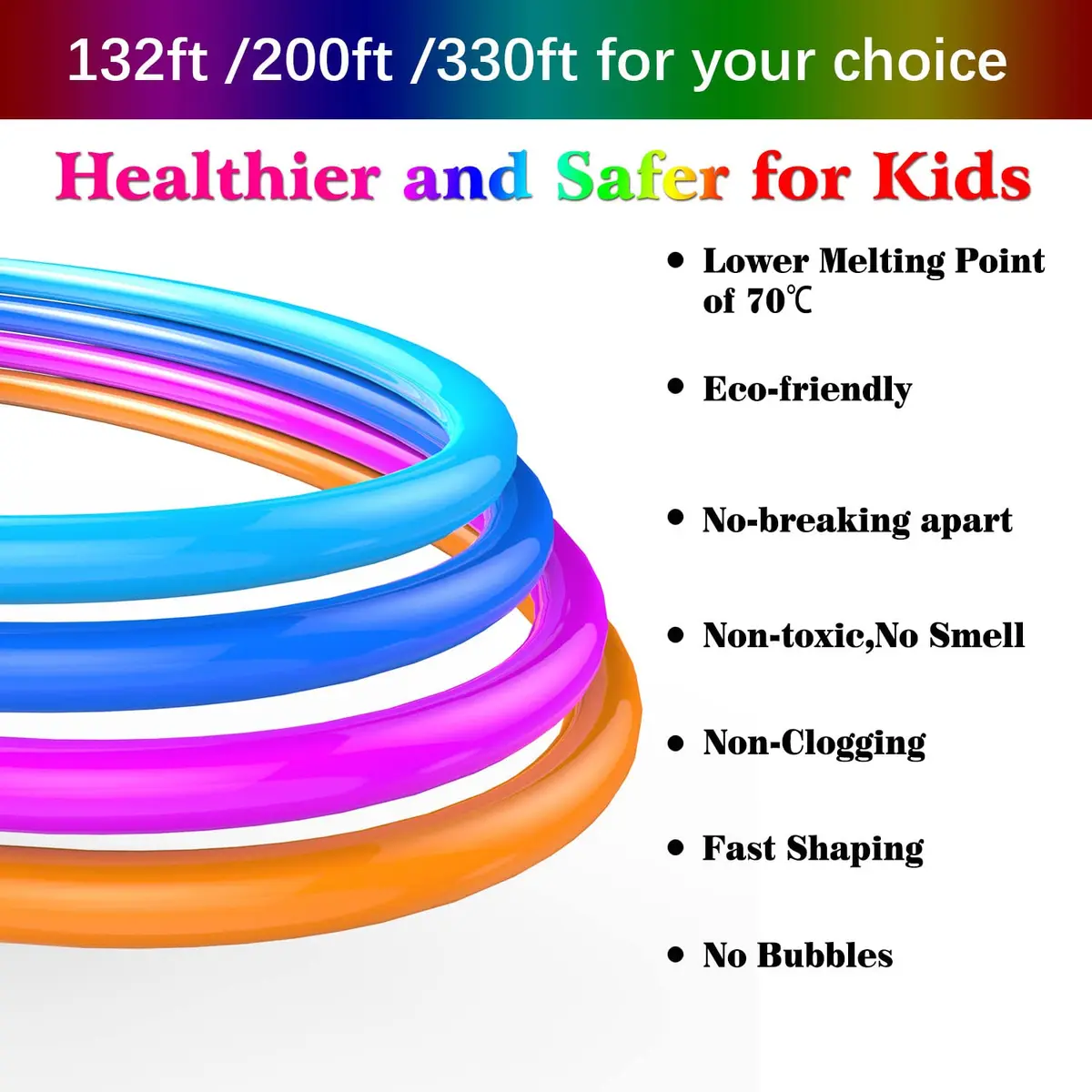 BBita 3D Printing Pen PCL Filament Refills 1.75mm | 20 Colors, 70℃ Low Melting Temp, Non-Toxic, 200 FT - view 2