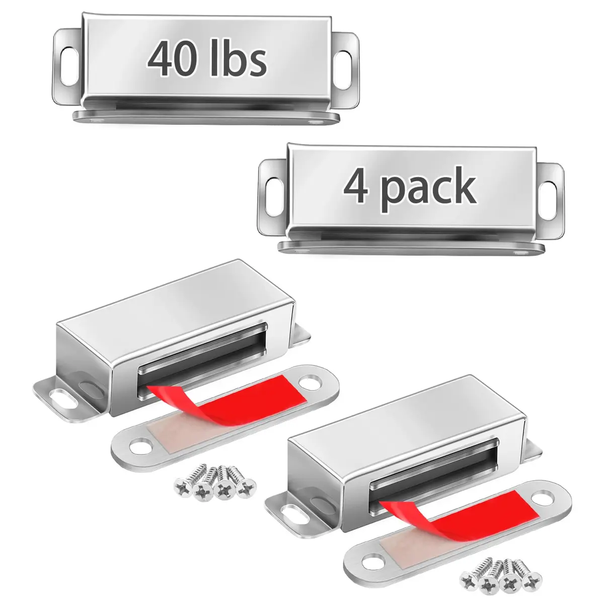 Onarway Magnetic Cabinet Magnets 40 lbs | Heavy Duty Stainless Steel Holders for Doors & Drawers - main product image