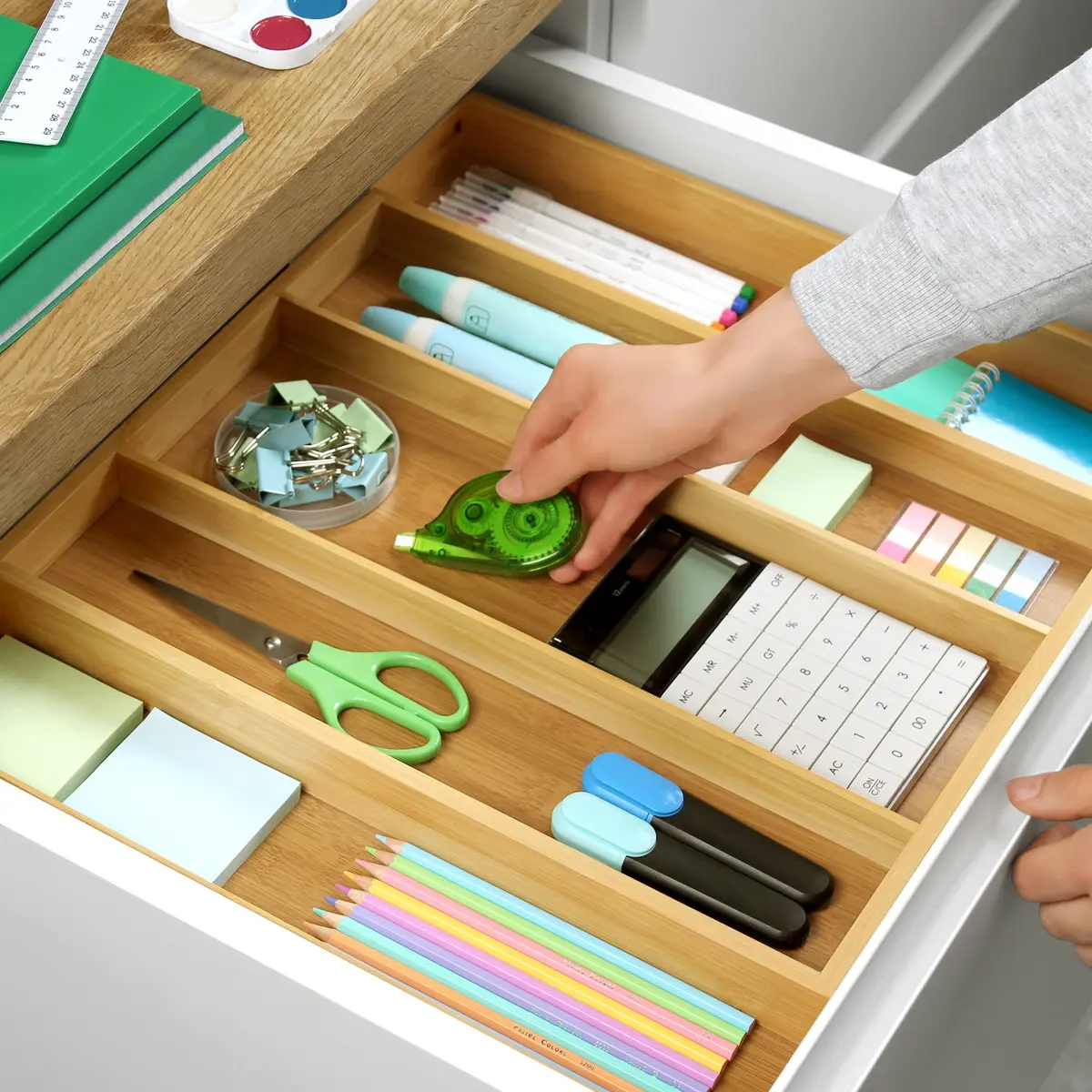 ROYAL CRAFT WOOD Luxury Bamboo Kitchen Drawer Organizer - Silverware Tray 5 Slot | Natural, Expandable & Water-Resistant - view 3