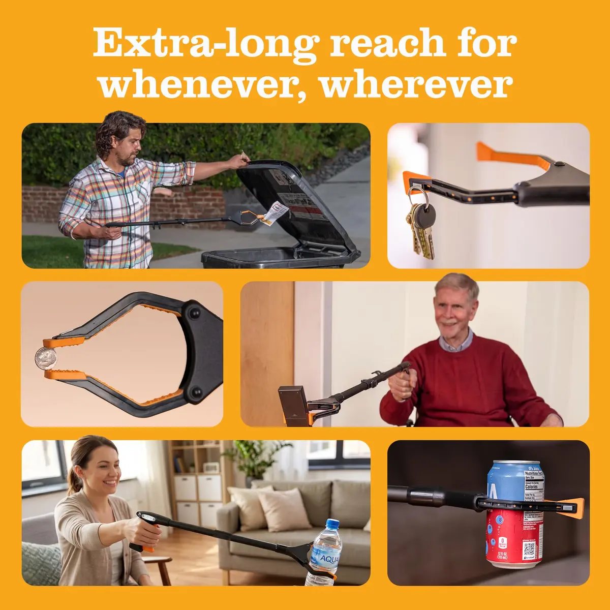 EZPIK 32" Folding Reacher-Grabber with Magnet | Heavy Duty Trash Picker for Seniors & Disabled, Aluminum, Black - view 9