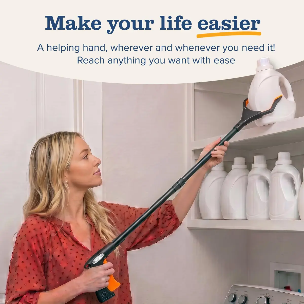 EZPIK 32" Folding Reacher-Grabber with Magnet | Heavy Duty Trash Picker for Seniors & Disabled, Aluminum, Black - view 3