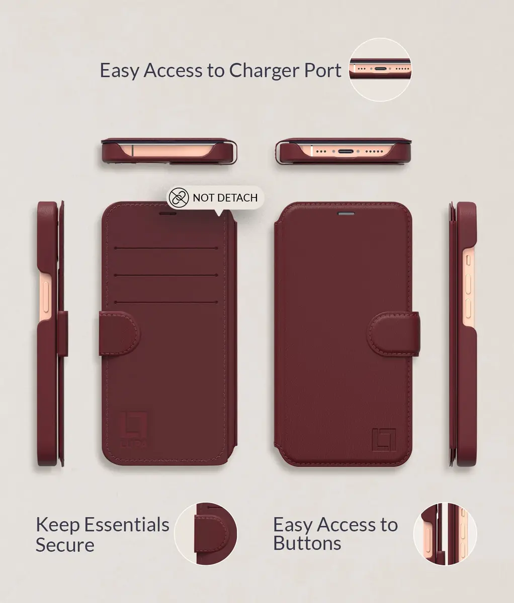 LUPA Legacy Compatible for iPhone 11 Pro Max Wallet Case - Slim Flip Case with Credit Card Holder in Burgundy - view 5