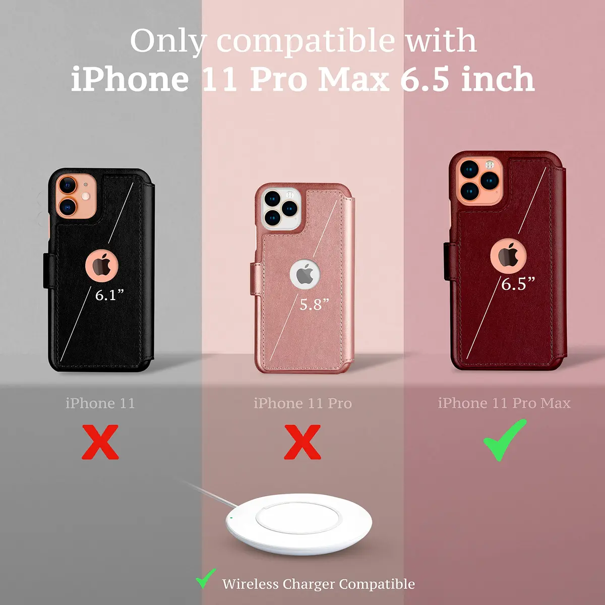 LUPA Legacy Compatible for iPhone 11 Pro Max Wallet Case - Slim Flip Case with Credit Card Holder in Burgundy - view 3