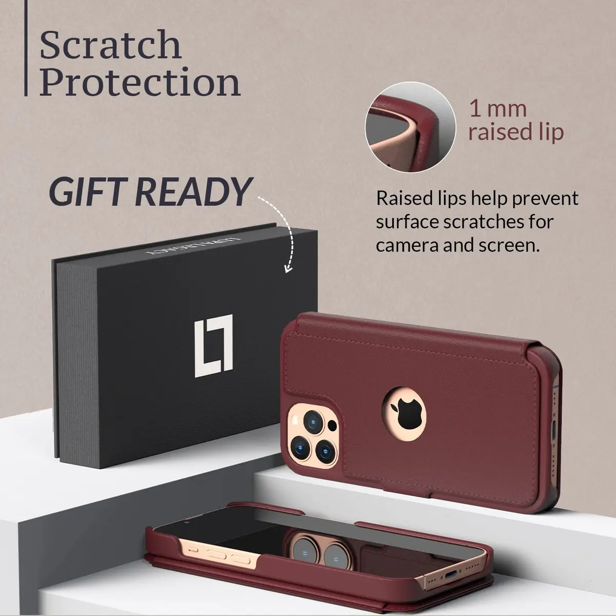 LUPA Legacy Compatible for iPhone 11 Pro Max Wallet Case - Slim Flip Case with Credit Card Holder in Burgundy - view 4