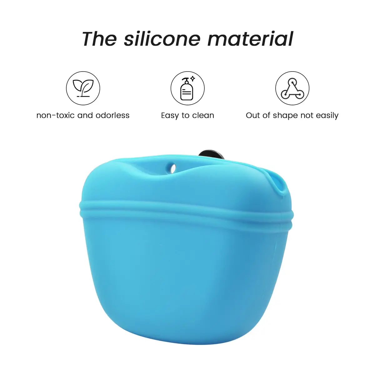 AUDWUD Silicone Dog Treat Pouch with Magnetic Closure & Clip, Sky Blue | 109g (0.24 lb) - view 2