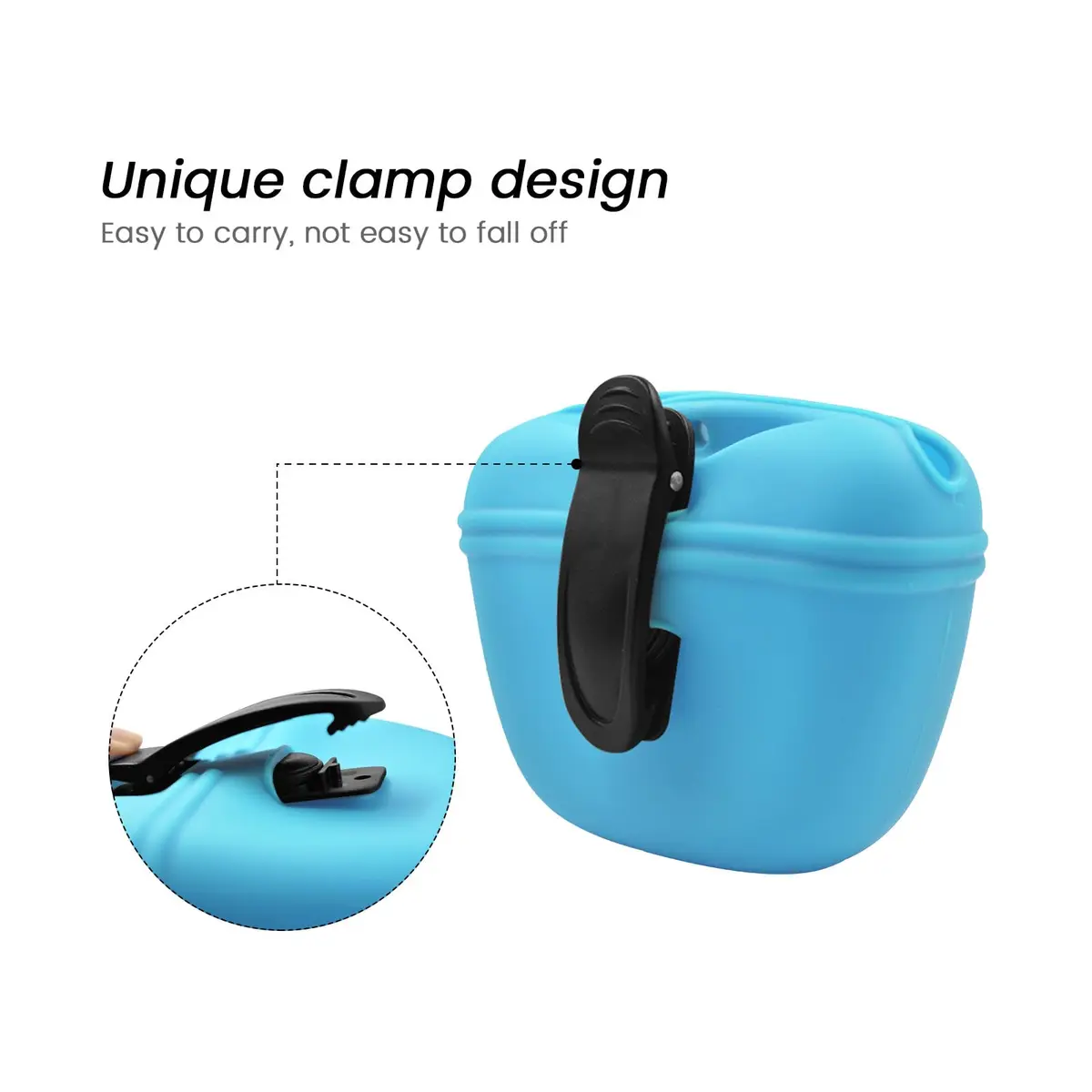 AUDWUD Silicone Dog Treat Pouch with Magnetic Closure & Clip, Sky Blue | 109g (0.24 lb) - view 4