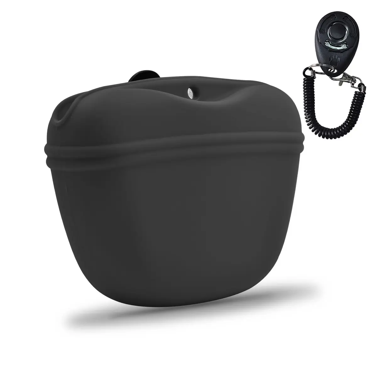 AUDWUD Silicone Dog Treat Pouch with Clicker & Magnetic Closure | Dark Grey, 1 Pack - main product image