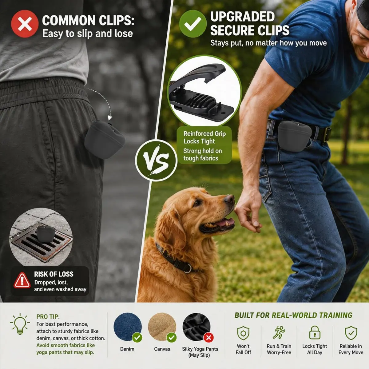 AUDWUD Silicone Dog Treat Pouch with Clicker & Magnetic Closure | Dark Grey, 1 Pack - view 2