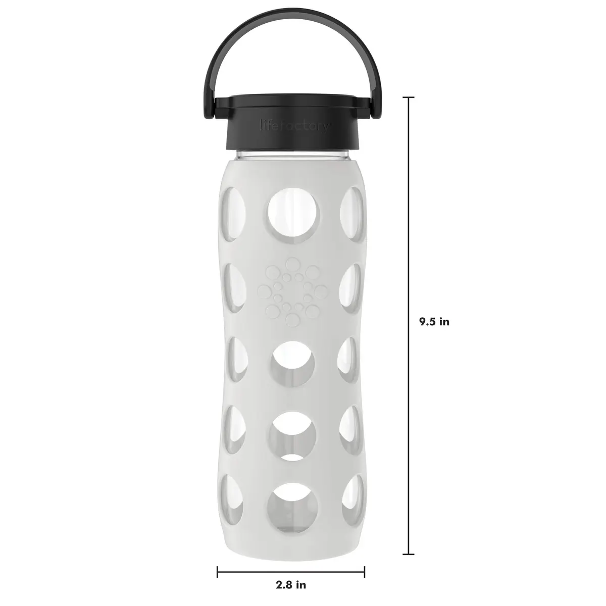 Lifefactory 22oz Glass Water Bottle with Classic Chug Cap, Stone Gray | Pure Taste & Wide Mouth Access - view 6