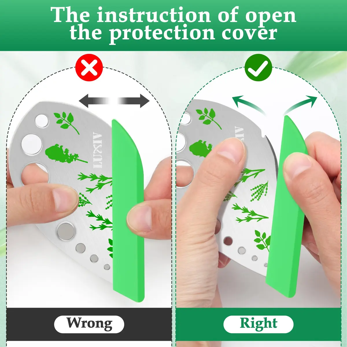 Luxiv Herb Stripper Tool Stainless Steel 9-Hole Leaf Peeler with Knife & Cover | 2 in 1 Cutting & Stripping for Kale, Chard, Basil, Thyme, Rosemary - view 7