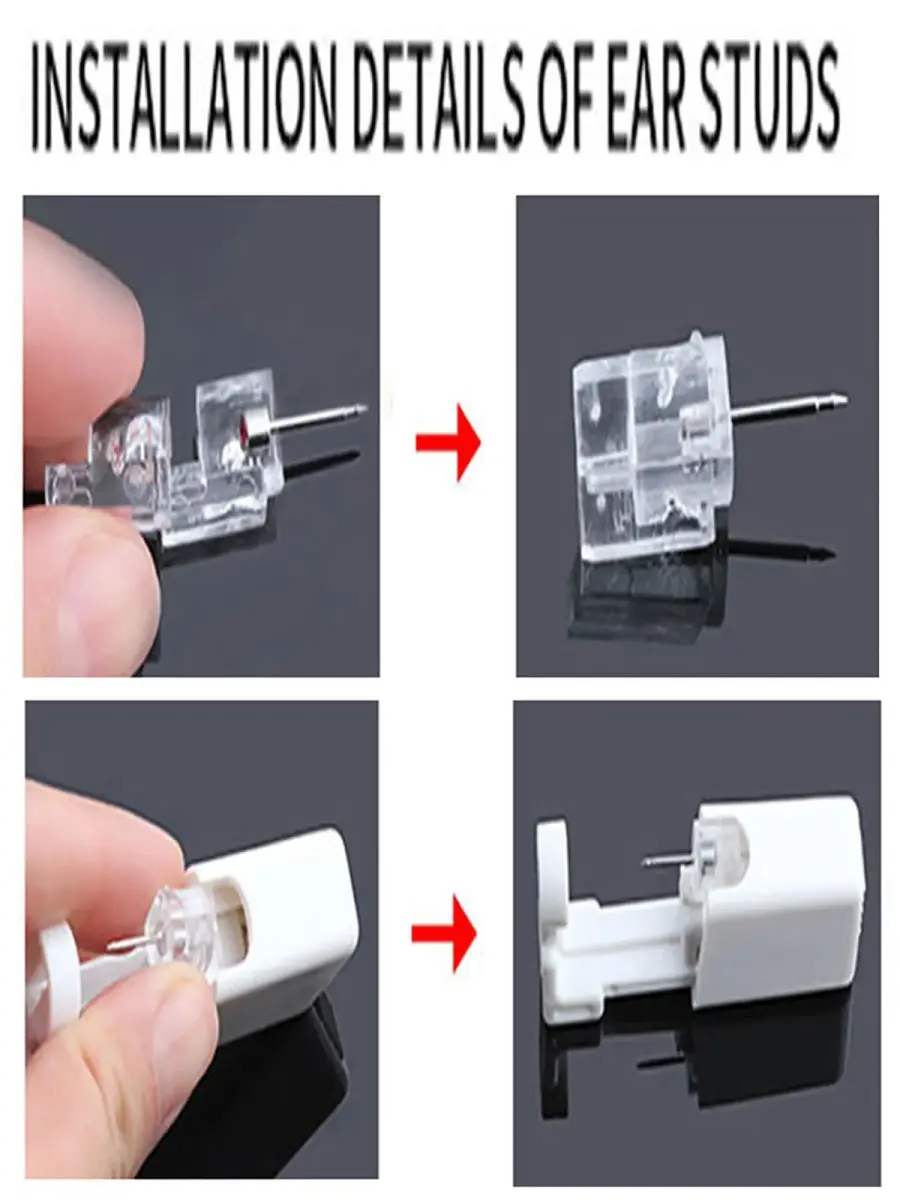 SLVIEKAE Nose Piercing Kit with Black Cubic Zirconia Stud, 18 Gauge | One-Time Use Self-Piercing Tool - view 7