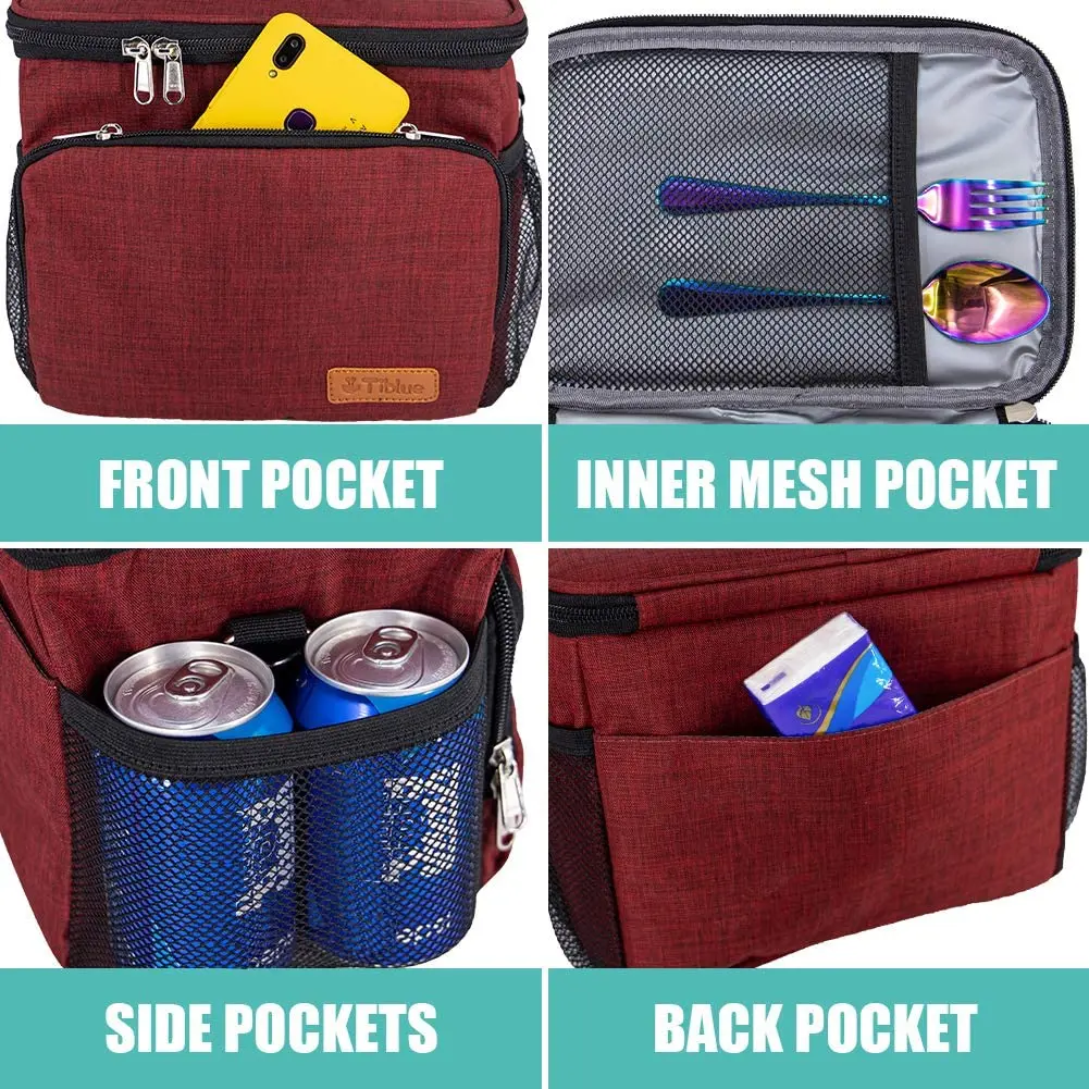 Tiblue Insulated Reusable Lunch Bag for Adults/Kids | Leakproof Freezable Cooler with Adjustable Strap - view 5