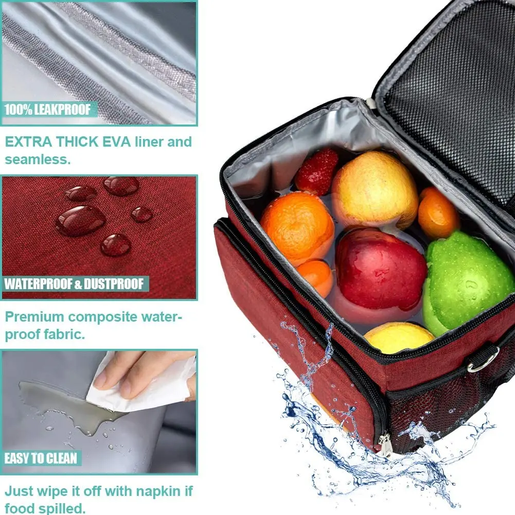 Tiblue Insulated Reusable Lunch Bag for Adults/Kids | Leakproof Freezable Cooler with Adjustable Strap - view 6