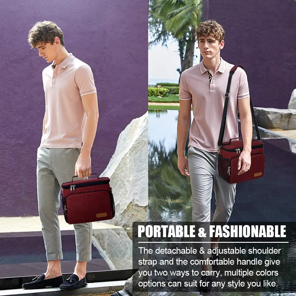 Tiblue Insulated Reusable Lunch Bag for Adults/Kids | Leakproof Freezable Cooler with Adjustable Strap - view 7