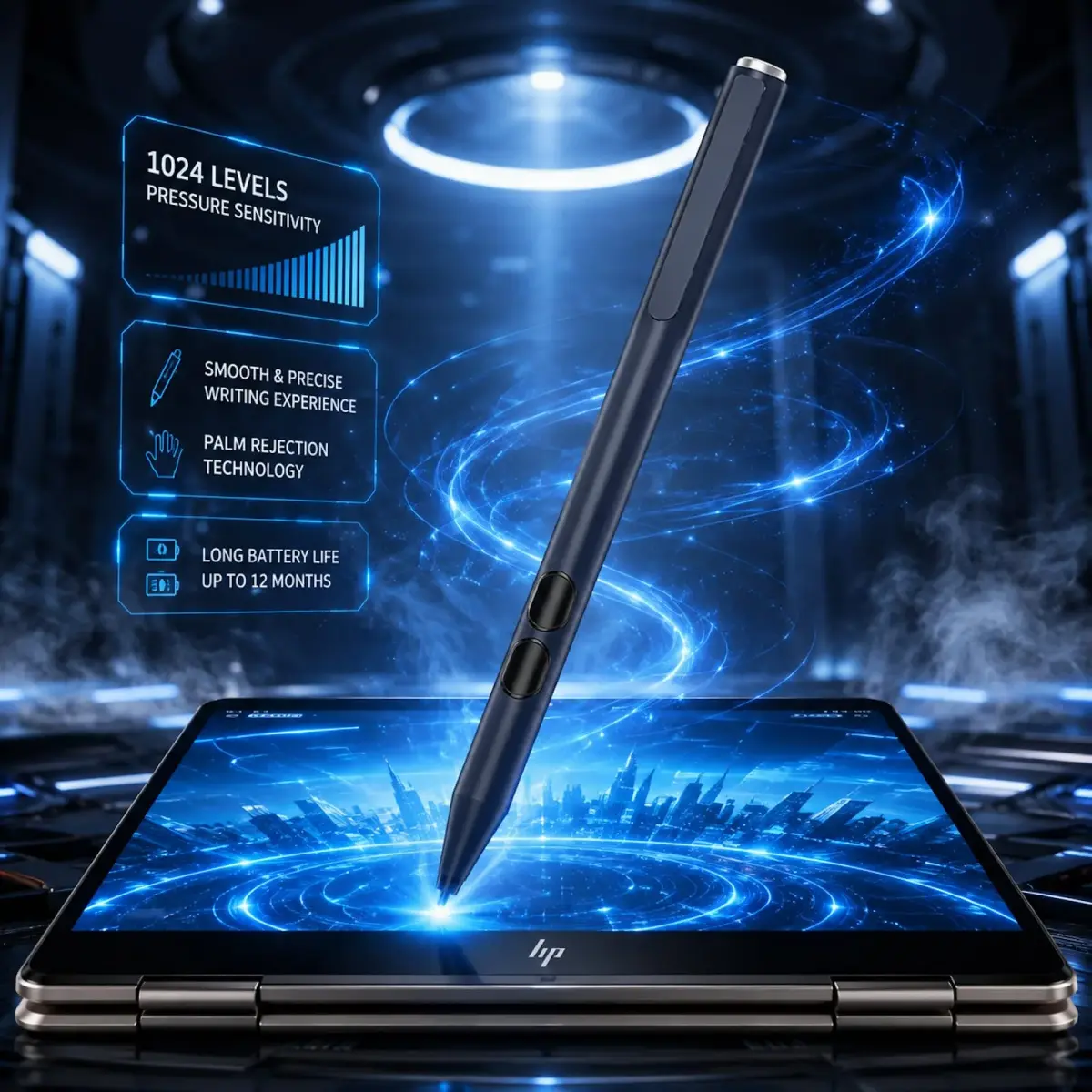 hacey Stylus Pen for Surface Pro & Tablets (Black) | 1024 Pressure, Palm Rejection, Long Battery - view 5