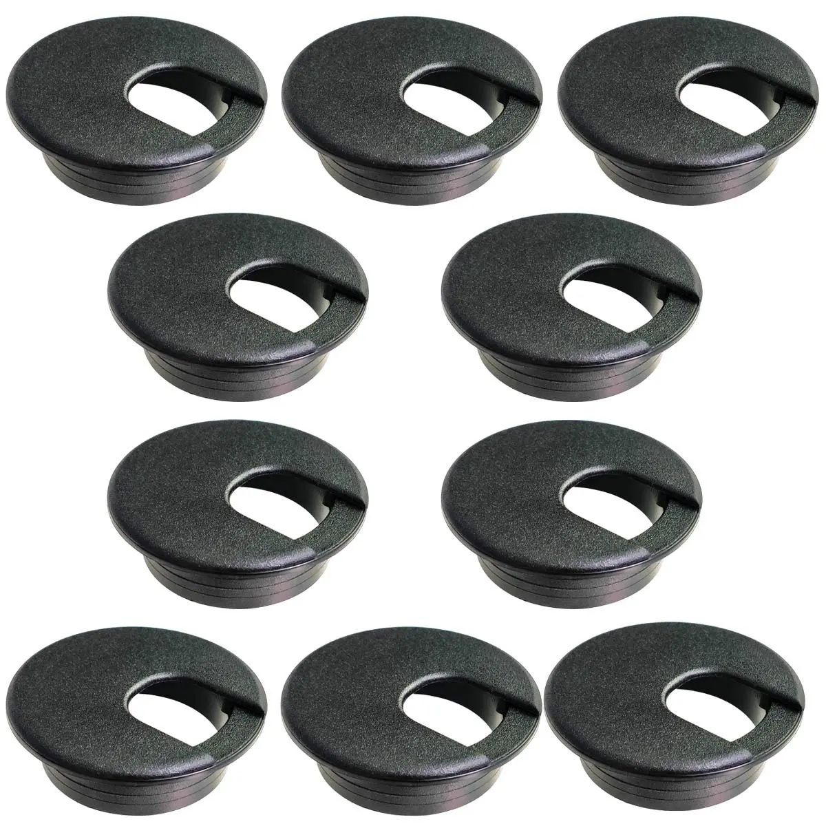 TTSAM Black Plastic Desk Grommet Hole Covers for Cable Management | 2 Inch (50.8 mm) Hole Diameter, Pack of 10 - main product image