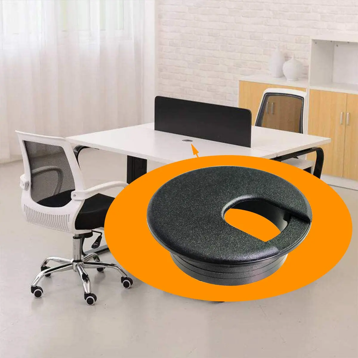 TTSAM Black Plastic Desk Grommet Hole Covers for Cable Management | 2 Inch (50.8 mm) Hole Diameter, Pack of 10 - view 6