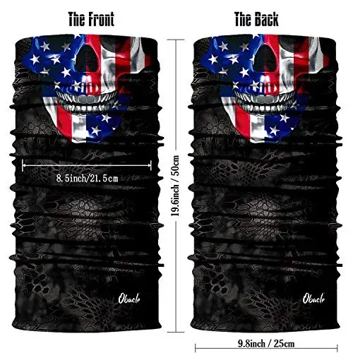 Obacle Skull Face Mask Half - Skull Blue-Red Flag Design for Dust, Wind, and UV Protection - view 3