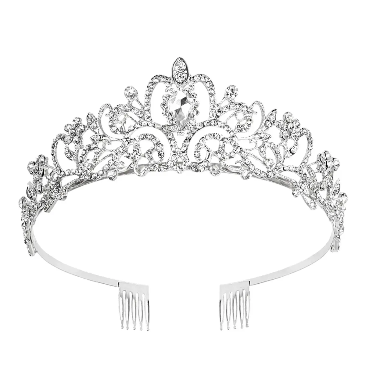 CAVETEE Crystal Rhinestone Tiara with Comb for Women & Girls | 12.5 cm (4.92 in) Diameter - main product image