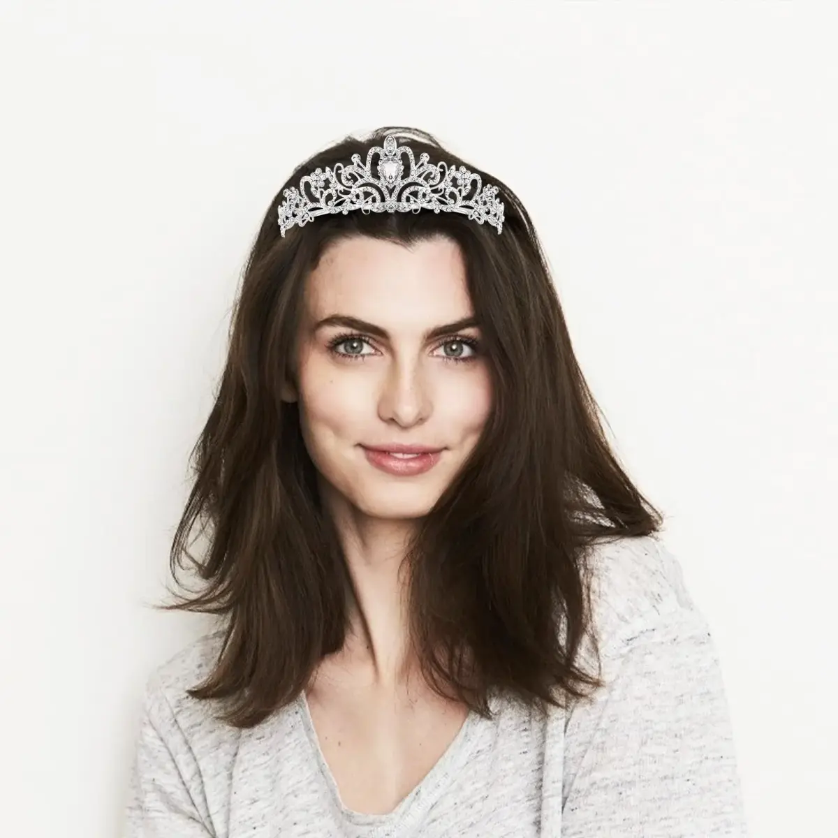 CAVETEE Crystal Rhinestone Tiara with Comb for Women & Girls | 12.5 cm (4.92 in) Diameter - view 3