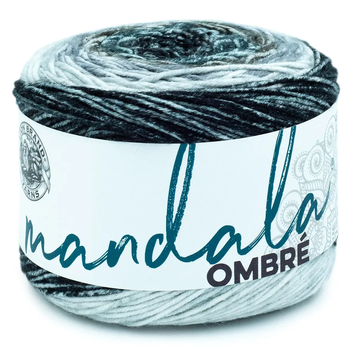 Lion Brand Yarn Mandala Ombré Yarn Cool Gray Multicolor 315m (344 Yds) | Crochet & Knit Worsted Weight Acrylic - main product image