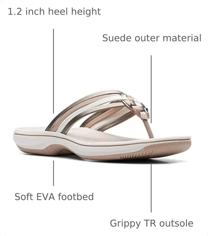 Clarks Breeze Coral Metallic Combi Women's Flip Flop Sandal 30mm (1.2 Inch) Heel | Lightweight & Supportive - view 4
