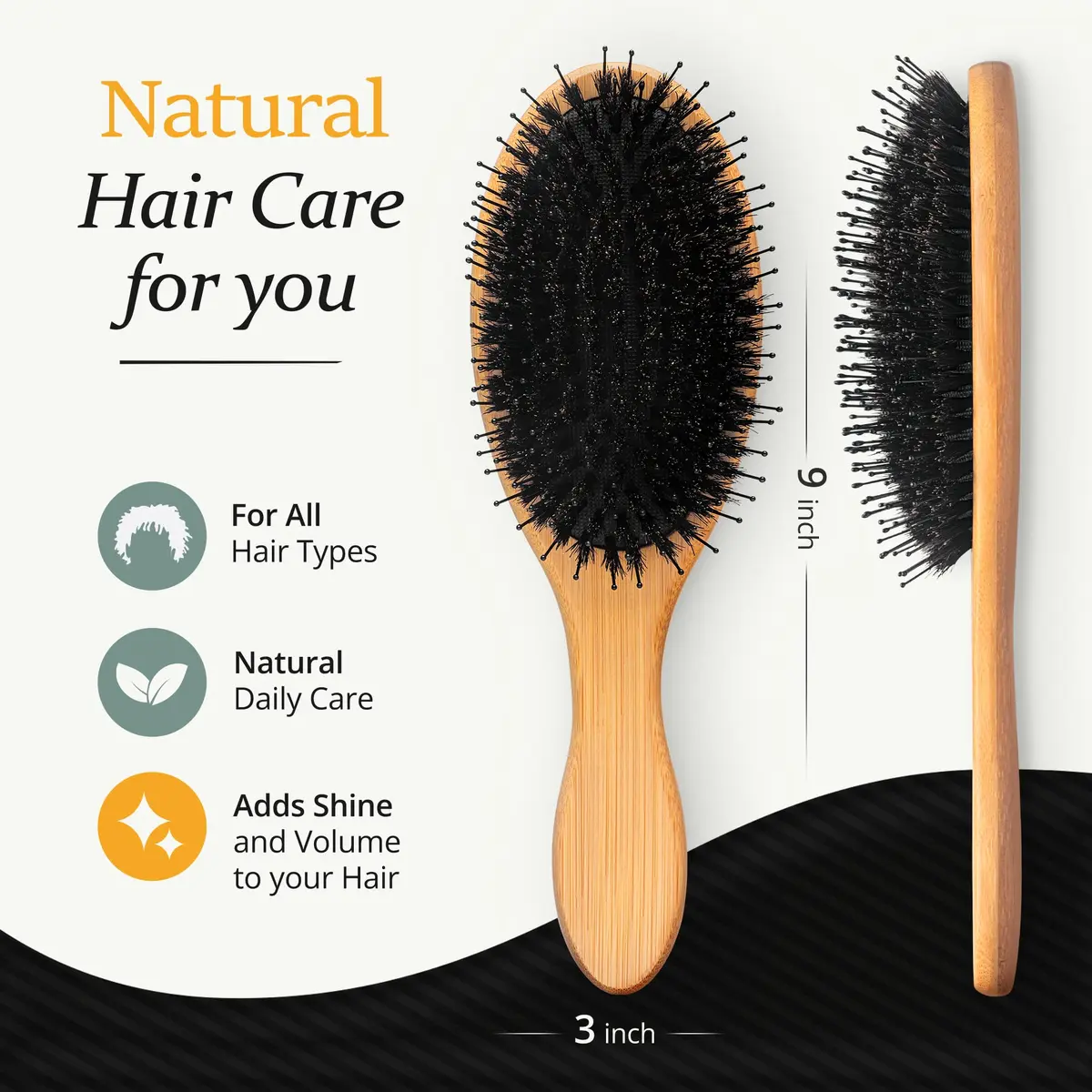 Belula Men's Hair Grooming Set, Boar Bristle & Nylon Brush, Comb, Bag | Natural Conditioning & Styling - view 8