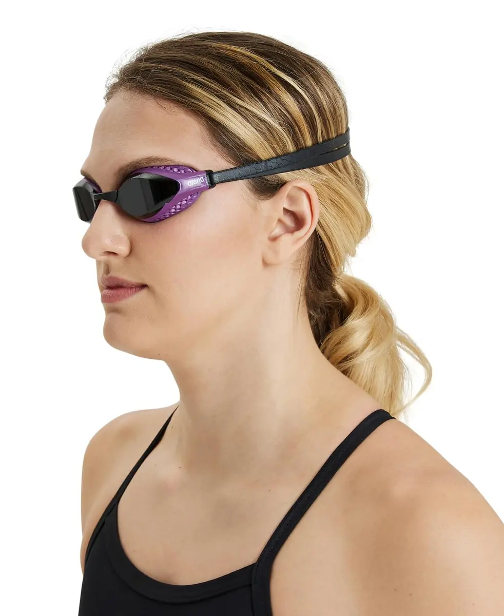 ARENA Unisex Adult Air-Speed Anti-Fog Racing Swim Goggles for Men and Women Special Air Seals Technology No Leaking Non-Mirror Lens, Dark Smoke/Purple | FINA Approved Comfort - view 5