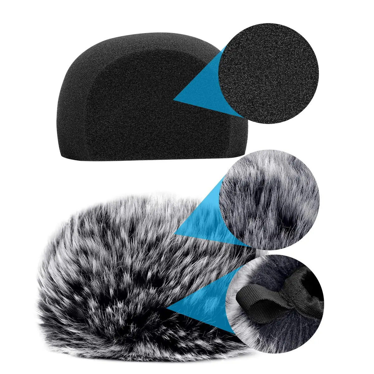 ChromLives Microphone Windscreen & Foam Cover 2-Pack for Zoom H5 H6 | Furry & Foam Wind Muff Set - view 5
