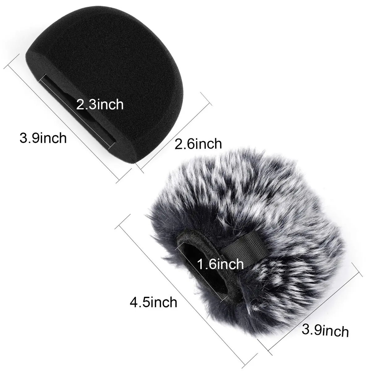 ChromLives Microphone Windscreen & Foam Cover 2-Pack for Zoom H5 H6 | Furry & Foam Wind Muff Set - view 4