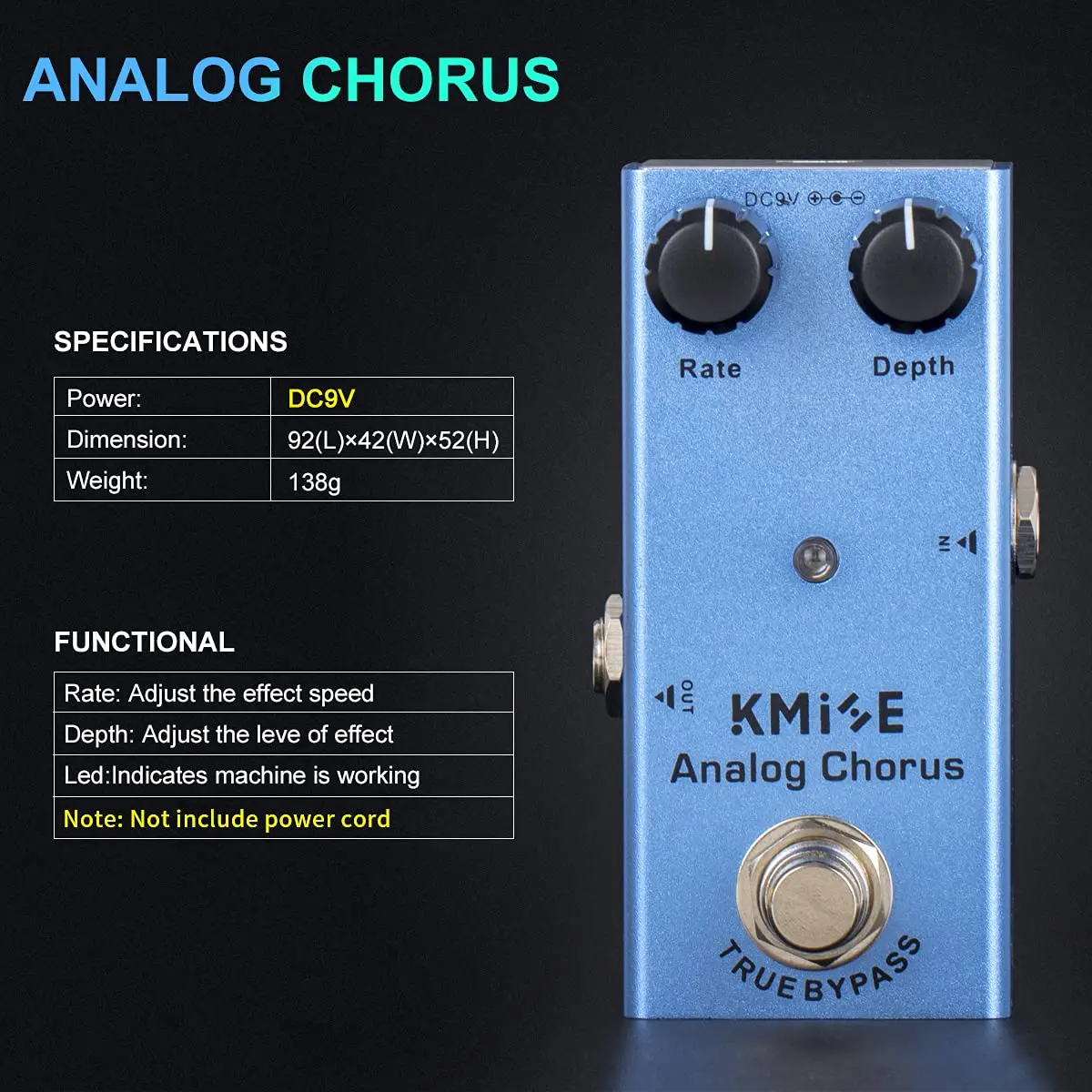 lotmusic Analog Chorus Electric Guitar Effects Pedal 9V | Warm, Quiet, Portable Effect - view 4
